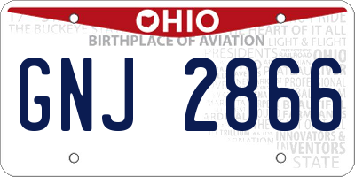 OH license plate GNJ2866