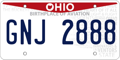 OH license plate GNJ2888