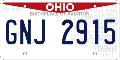 OH license plate GNJ2915