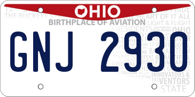 OH license plate GNJ2930