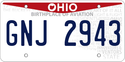 OH license plate GNJ2943