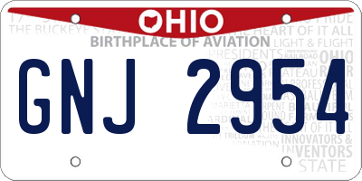 OH license plate GNJ2954