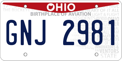 OH license plate GNJ2981