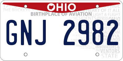 OH license plate GNJ2982
