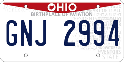 OH license plate GNJ2994
