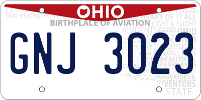 OH license plate GNJ3023