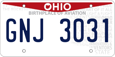 OH license plate GNJ3031