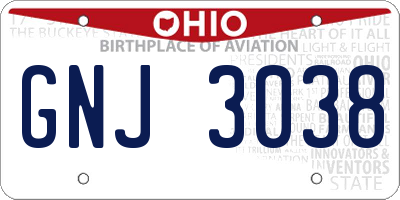 OH license plate GNJ3038
