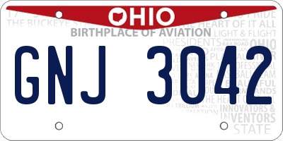 OH license plate GNJ3042