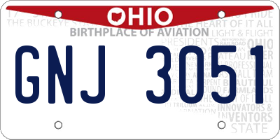 OH license plate GNJ3051