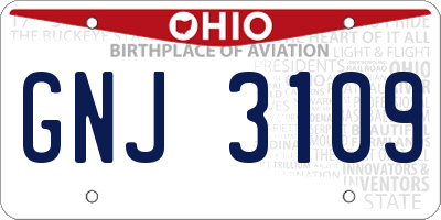 OH license plate GNJ3109