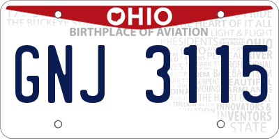OH license plate GNJ3115