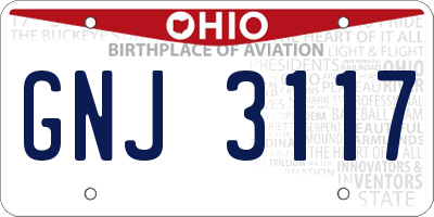 OH license plate GNJ3117