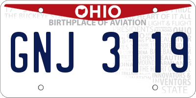OH license plate GNJ3119
