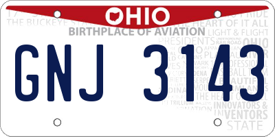 OH license plate GNJ3143
