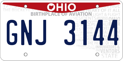 OH license plate GNJ3144