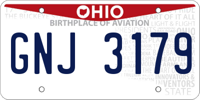 OH license plate GNJ3179