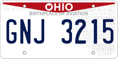 OH license plate GNJ3215