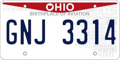 OH license plate GNJ3314