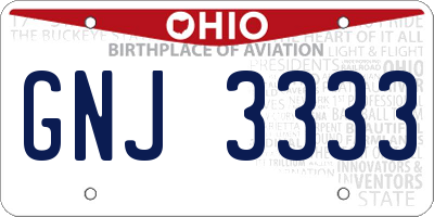 OH license plate GNJ3333