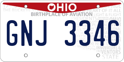 OH license plate GNJ3346