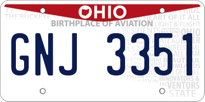 OH license plate GNJ3351