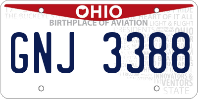 OH license plate GNJ3388