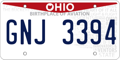 OH license plate GNJ3394