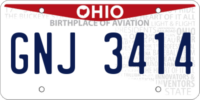 OH license plate GNJ3414