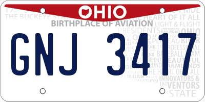 OH license plate GNJ3417
