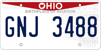 OH license plate GNJ3488
