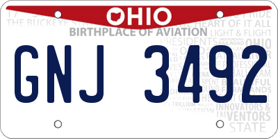 OH license plate GNJ3492
