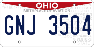 OH license plate GNJ3504