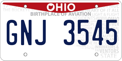 OH license plate GNJ3545