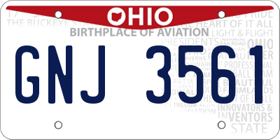 OH license plate GNJ3561