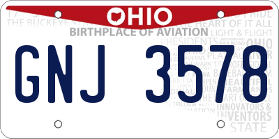 OH license plate GNJ3578