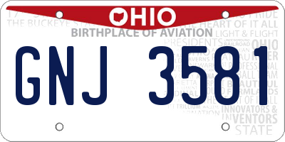 OH license plate GNJ3581