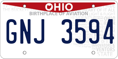OH license plate GNJ3594