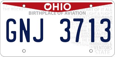 OH license plate GNJ3713
