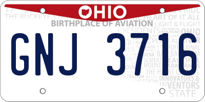 OH license plate GNJ3716