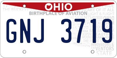 OH license plate GNJ3719