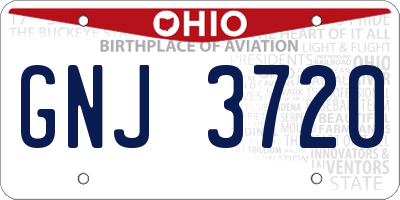 OH license plate GNJ3720