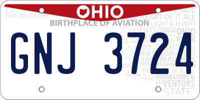 OH license plate GNJ3724