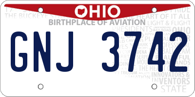 OH license plate GNJ3742
