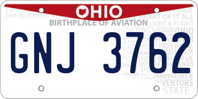 OH license plate GNJ3762