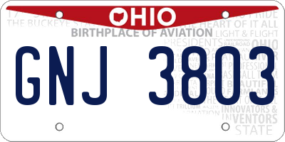 OH license plate GNJ3803