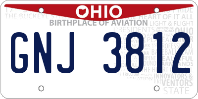 OH license plate GNJ3812