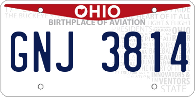 OH license plate GNJ3814