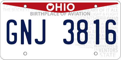 OH license plate GNJ3816