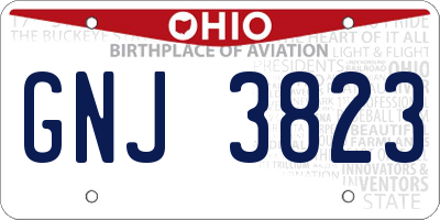 OH license plate GNJ3823